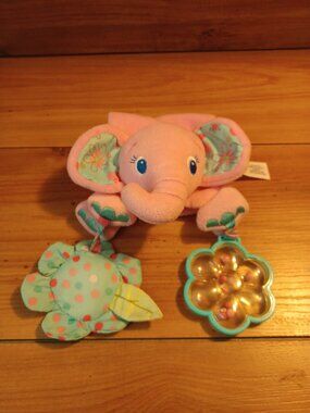 Pink Elephant Crib Toy Bright Stars Baby Rattle Plush 10" Infant Lovey